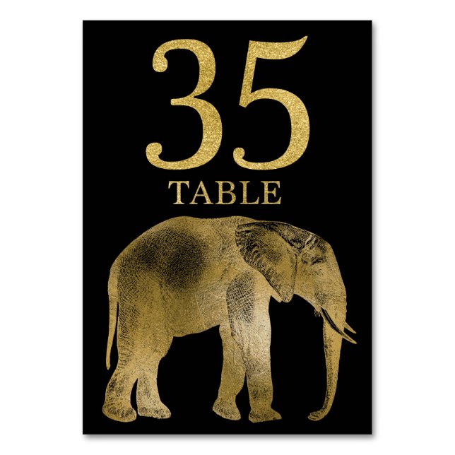 Jungle Africa Animal Elephant Table Number Card 35 (Front)