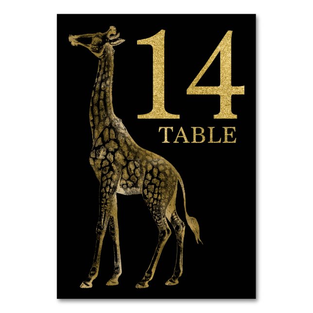 Jungle African Animal Giraffe Table Number Card 14 (Front)