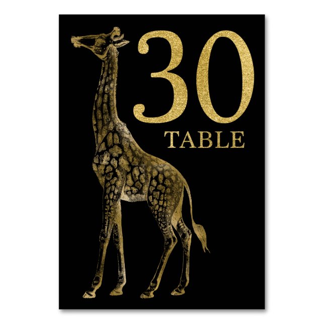 Jungle African Animal Giraffe Table Number Card 30 (Front)