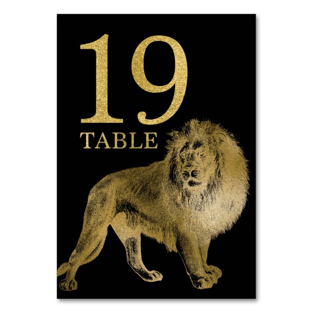 Jungle African Animal Lion Table Number Card 19 (Front)