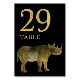 Jungle African Animal Rhino Table Number Card 29