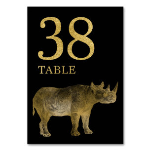 Jungle African Animal Rhino Table Number Card 38