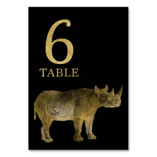 Jungle African Animal Rhino Table Number Card 6