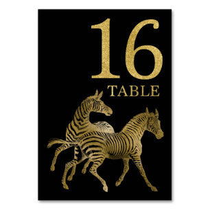 Jungle African Animal Zebra Table Number Card 16