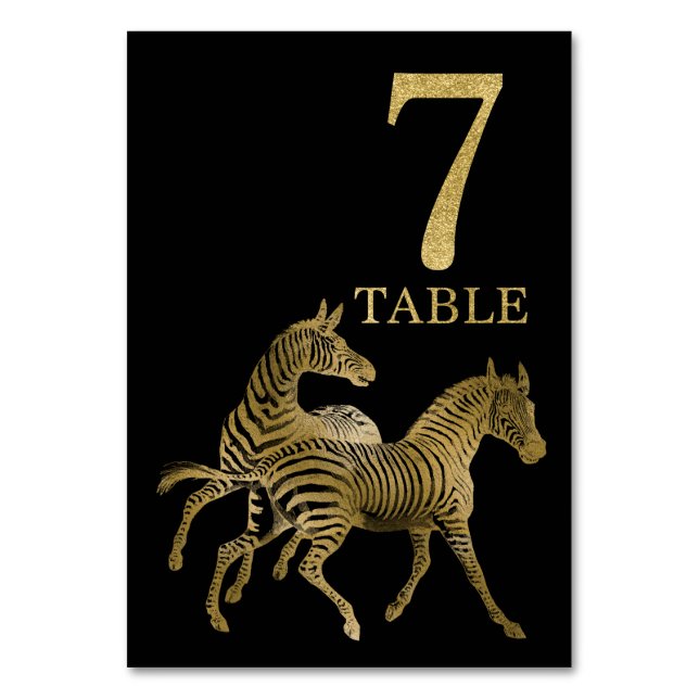 Jungle African Animal Zebra Table Number Card 7 (Front)