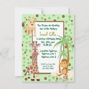 JUNGLE AFRICAN SAFARI ANIMALS INVITATION