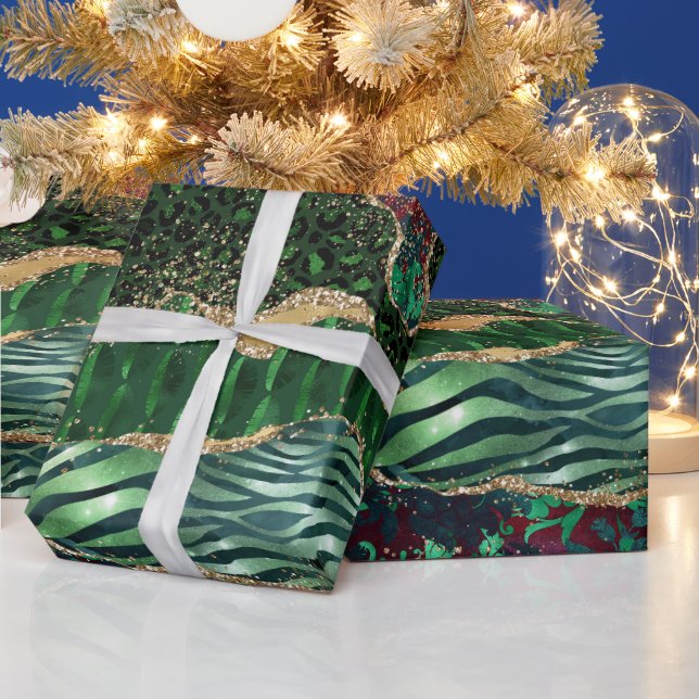 Jungle Agate | Animal Print Geode Pattern Wrapping Paper (Holidays)