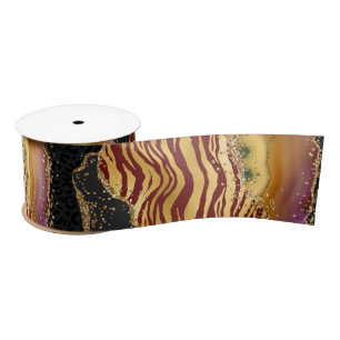 Jungle Agate Bold Animal Stripe Pattern Satin Ribbon