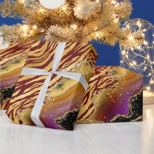 Jungle Agate Bold Animal Stripe Pattern Wrapping Paper