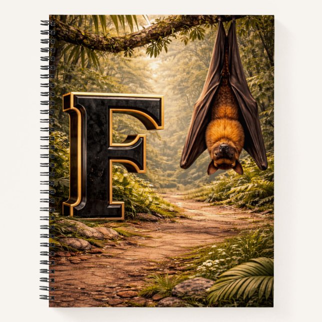 Jungle Alphabet Letter F Fruit Bat Educational  Notebook (Front)
