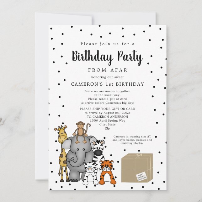 Jungle Animal Birthday Party from afar Invitation (Front)