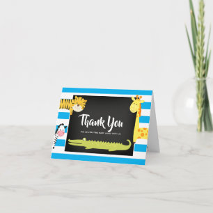 Jungle Animal Chalkboard Baby Shower Thank You Card