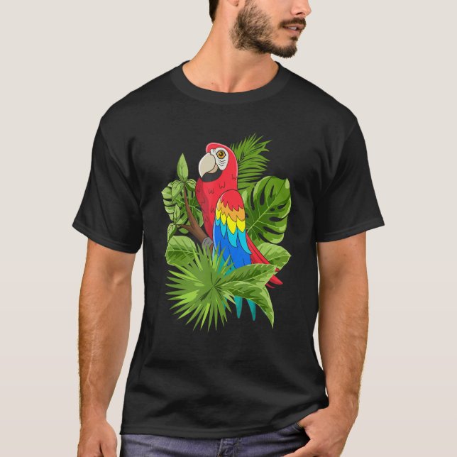 Jungle Animal Exotic Bird   Tropical Macaw Parrot T-Shirt (Front)