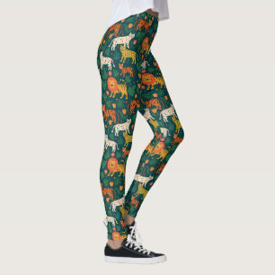 Jungle Animal Pattern with Flowers Leggings