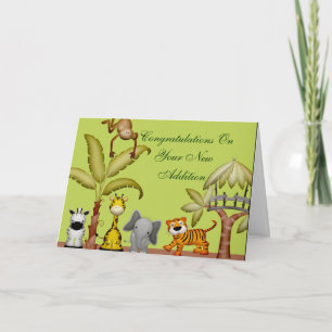 Jungle Animal Safari Celebration Baby Shower Card
