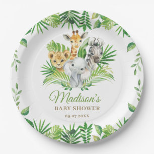 Jungle Animal Safari Greenery Baby Shower  Paper Plate