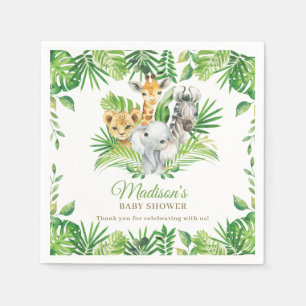 Jungle Animal Safari Greenery Neutral Baby Shower Napkin