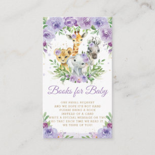 Jungle Animal Safari Purple Floral Books for Baby  Enclosure Card