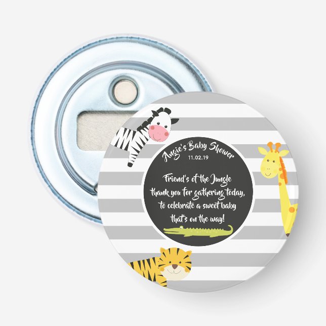 Jungle Animal Thank You Favour Gift Baby Shower Bottle Opener (Front)