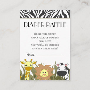 Jungle Animal Theme Diaper Raffle Ticket Enclosure Card