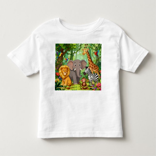 Jungle Animal Toddler T-Shirt | Soft Cotton Tee" (Front)