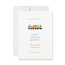 JUNGLE ANIMAL TRAIN baby shower thank you note