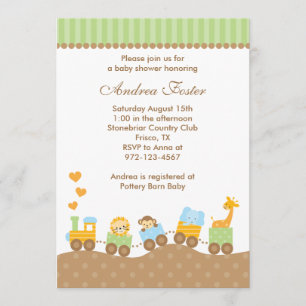 Jungle Animal Train Invitations