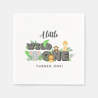 Jungle Animal Wild One Birthday Napkins