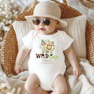 Jungle Animal Wild ONE Car 1st Birthday Outfit Baby Bodysuit