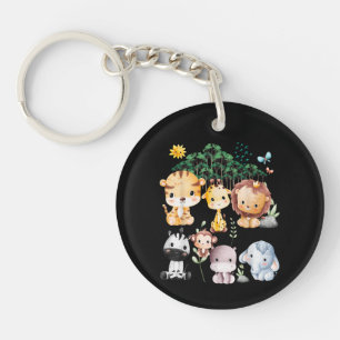 Jungle Animal Wildlife Safari Theme Forest Cute Ba Key Ring