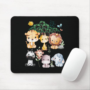Jungle Animal Wildlife Safari Theme Forest Cute Ba Mouse Pad