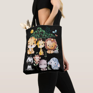 Jungle Animal Wildlife Safari Theme Forest Cute Ba Tote Bag
