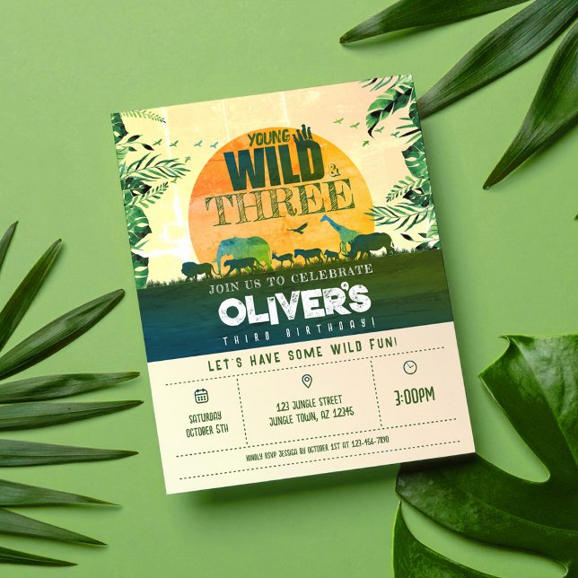 Jungle Animal Young Wild & 3 Cheap Birthday Invite (Creator Uploaded)