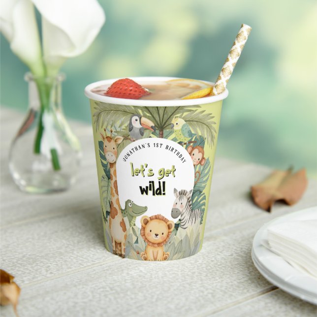 Jungle Animals 1st Birthday Party Paper Cups (Insitu)