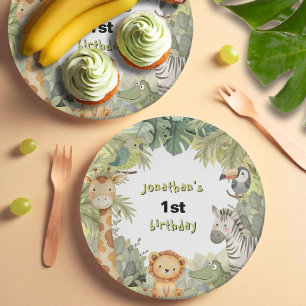 Jungle Animals 1st Birthday Party Paper Plates