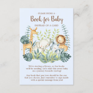 Jungle Animals Baby Shower Book for Baby Card