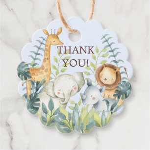 Jungle Animals Baby Shower Favour Gift Tag
