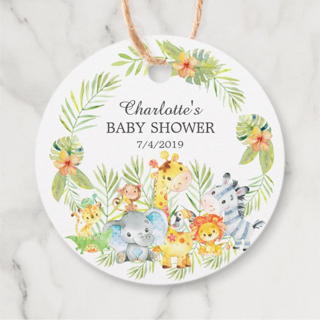 Jungle Animals Baby Shower Favour Gift Tag (Back)