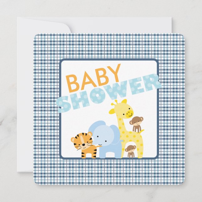Jungle Animals Baby Shower Invitations (Front)
