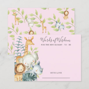 Jungle Animals Baby Shower Words of Wisdom Card
