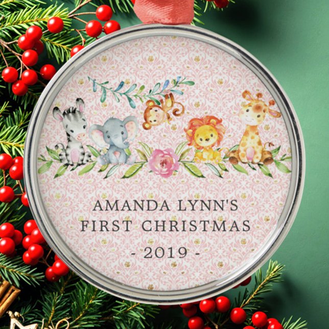 Jungle Animals Baby's First Christmas Ornament (Creator Uploaded)