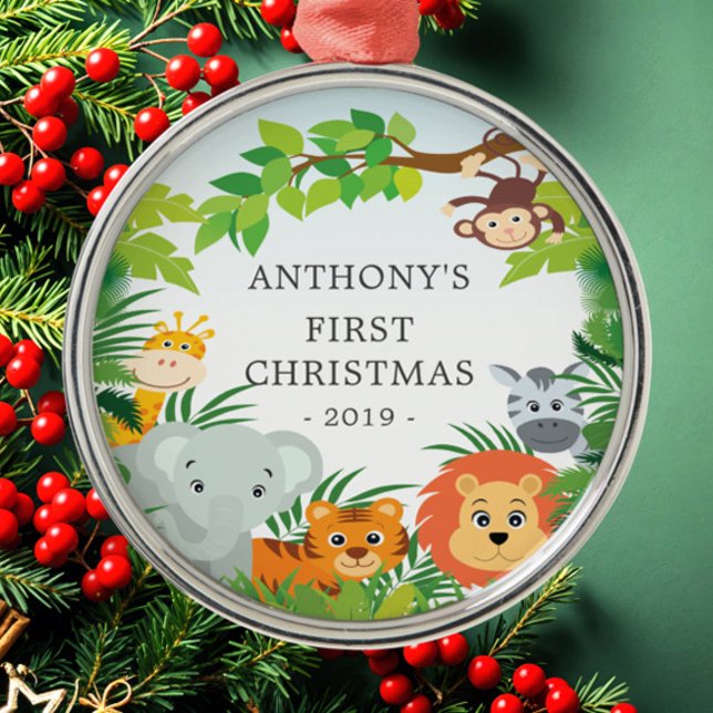Jungle Animals Baby's First Christmas Ornament (Creator Uploaded)