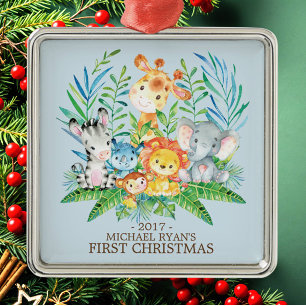 Jungle Animals Baby's First Christmas Ornament