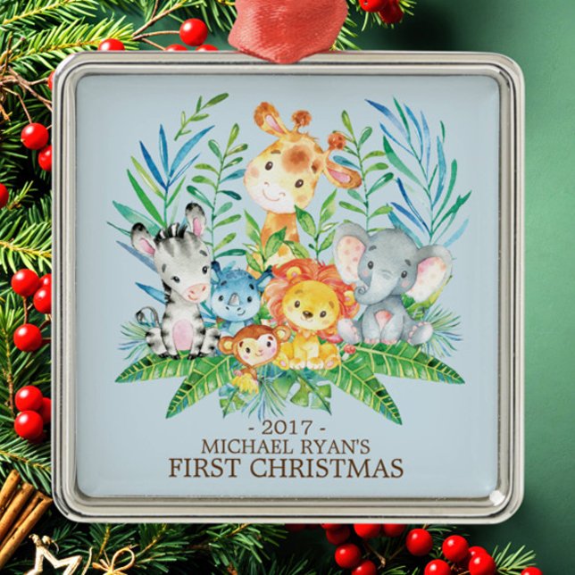 Jungle Animals Baby's First Christmas Ornament (Creator Uploaded)