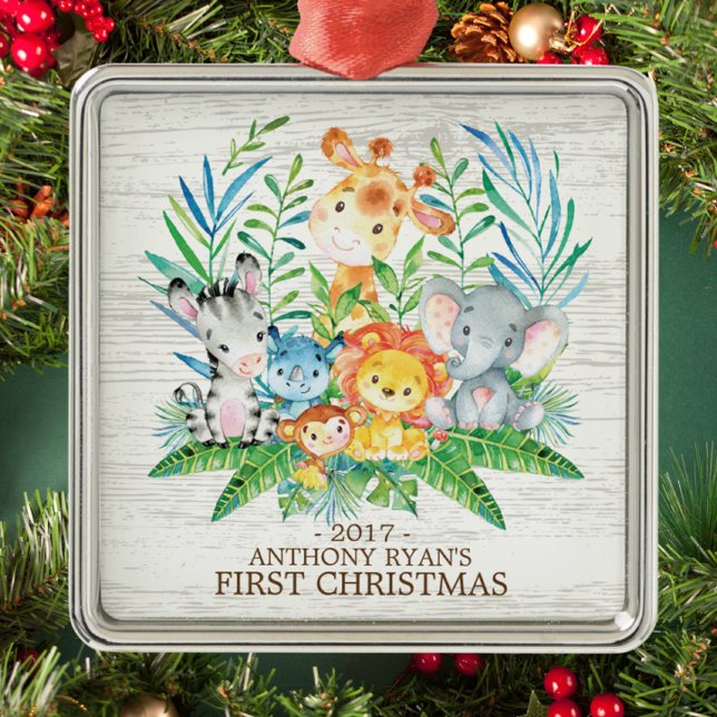 Jungle  Animals Baby's First Christmas Ornament (Creator Uploaded)