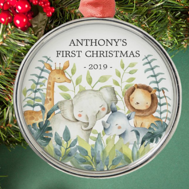 Jungle Animals Baby's First Christmas Ornament (Creator Uploaded)
