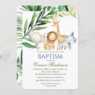 Jungle Animals Baptism Invitation