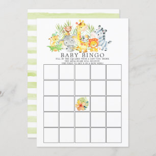 Jungle Animals BINGO Baby Shower Game Invitation