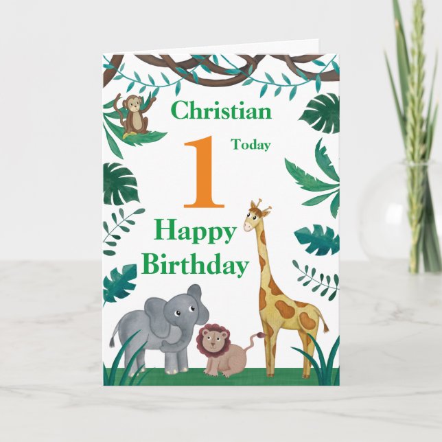 Jungle Animals Birthday Card (Front)