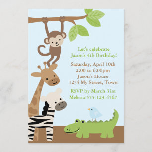 Jungle Animals Birthday Invitation